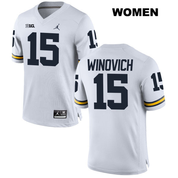 Women's NCAA Michigan Wolverines Chase Winovich #15 White Jordan Brand Authentic Stitched Football College Jersey KP25A66VZ